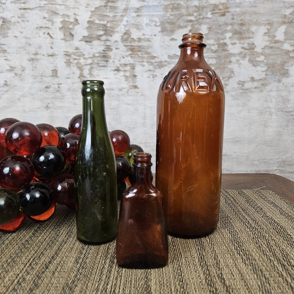 Vintage Other - Vintage Glass Bottles Schilling McCormick Purex Vintage Amber Found Objects